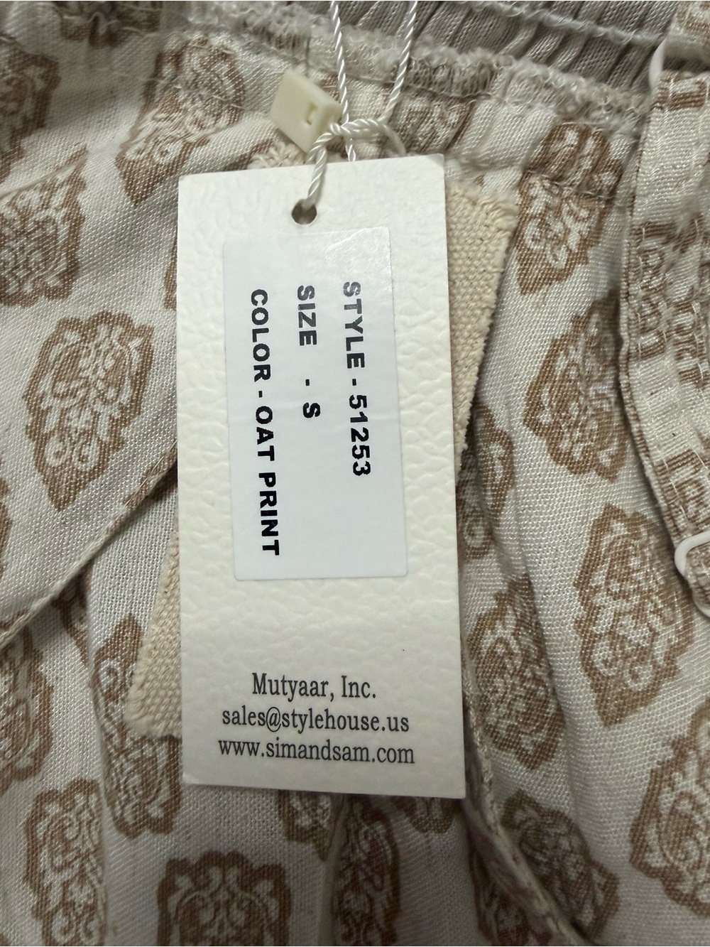 Boho Neutral Print Maxi Dress with Smocked Bodice - Picture 7 of 7
